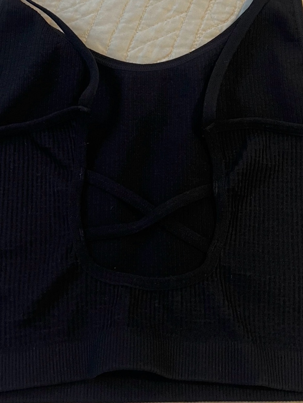 Black Ribbed Open-back Tank - Picture 2 of 3